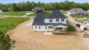 The Summit Ridge: rear yard and deck from above